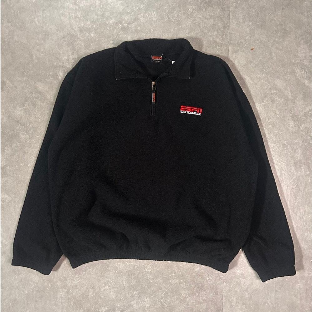 90's Vintage ESPN Embroidered Black Fleece -XL